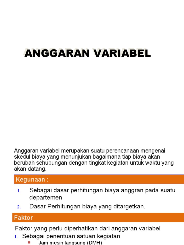 Contoh Anggaran Variabel Terperinci | PDF