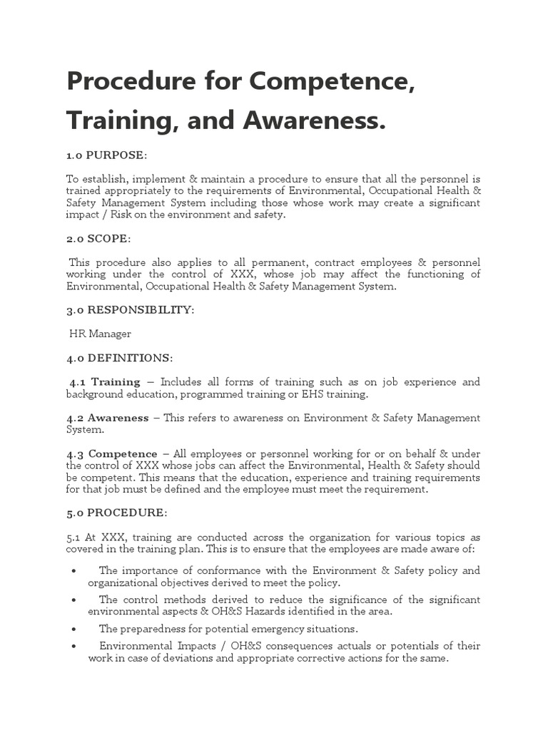 Procedure For Competence | PDF | Competence (Human Resources ...