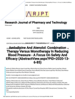 RJPT - Amlodipine and Atenolol - Combination Therapy Versus Monotherapy in Reducing Blood Pressure - A Focus On Safety and Efficacy