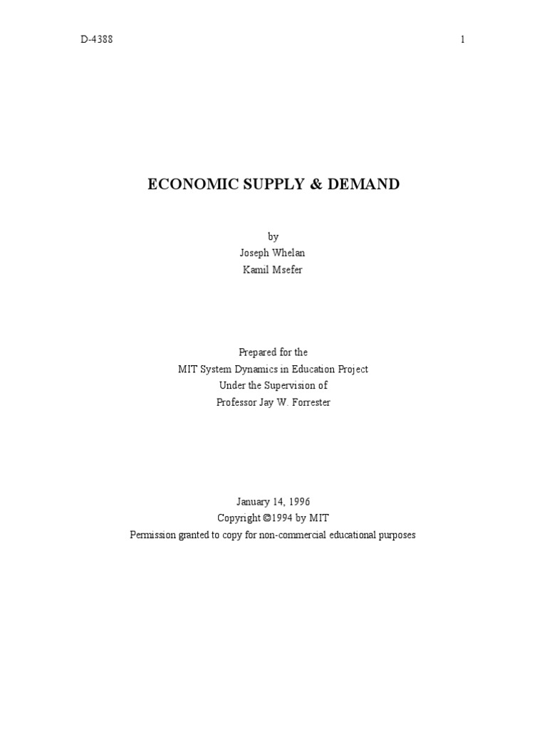 Economics Supply and Demand Journal PDF Supply (Economics) Supply