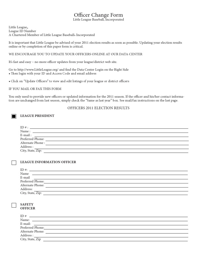 Officer Change Form | PDF | Online Services | Communication