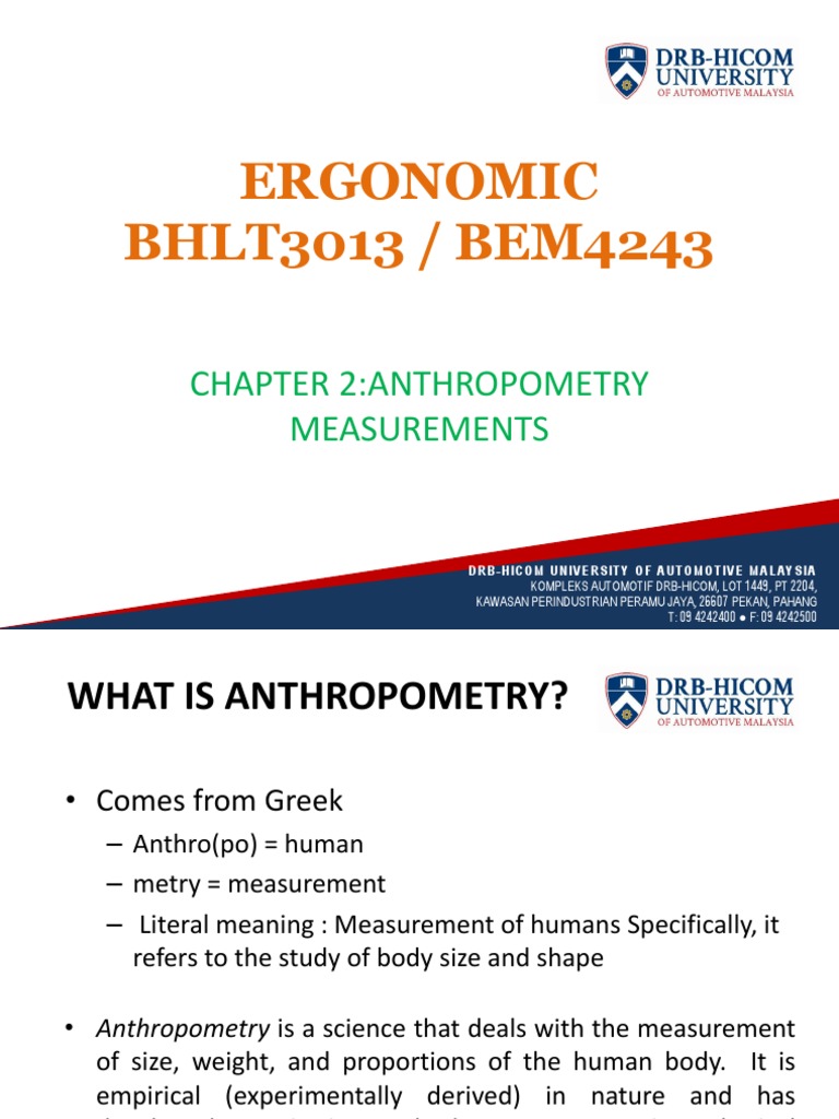 Chapter 2 Anthropometry Measurements Pdf Anthropometry Science