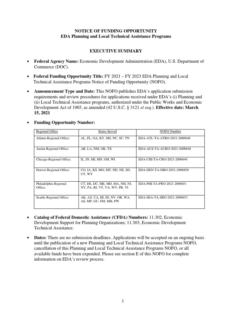 EDA Local Technical Assistance Funding | PDF | Consortium ...