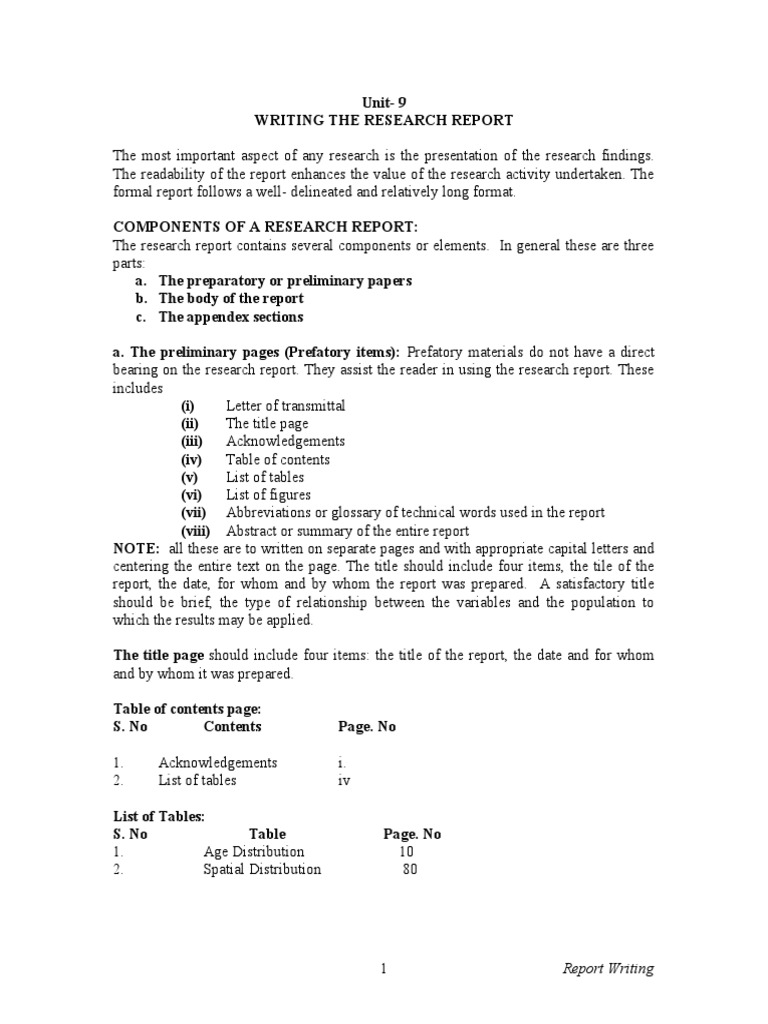 Unit - 9 Report Writing | PDF | Abstract (Summary) | Sampling (Statistics)