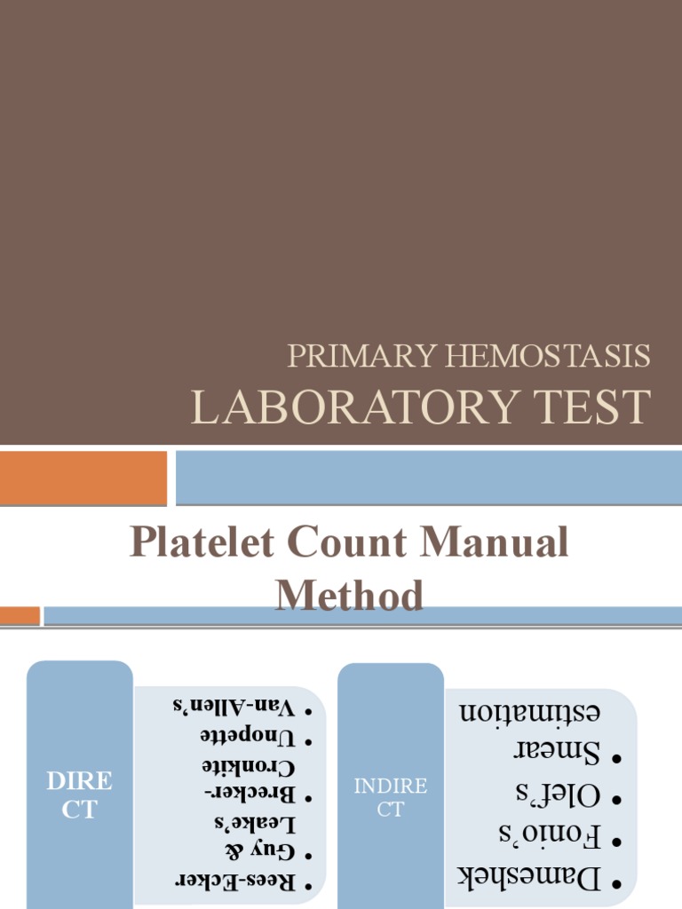 Primary Hemostasis Laboratory Test PDF Platelet Coagulation