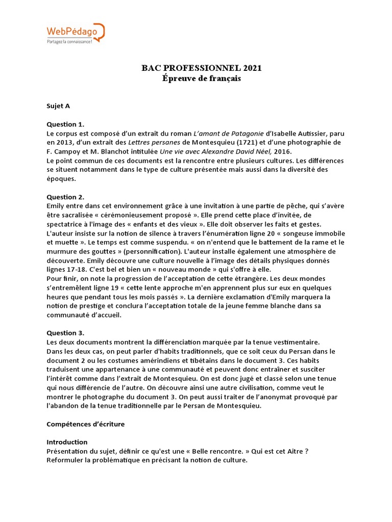 Bac Francais Nombre De Texte Bac Pro 2021 - Epreuve de Francais Corrige | PDF | Rhétorique | Langues