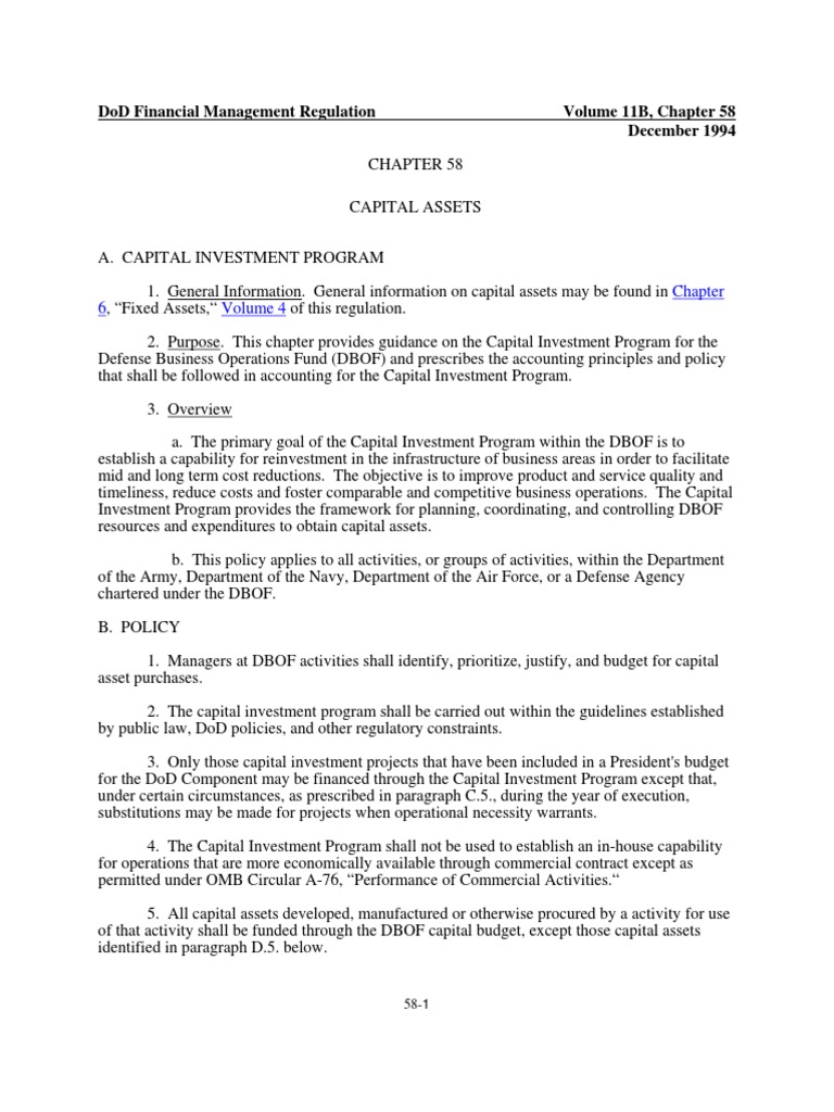 DoD Capital Investment Program Guidelines | PDF | Book Value | Depreciation
