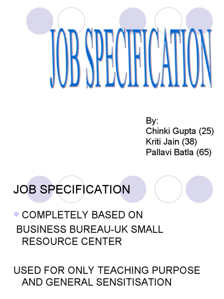 Crafting Effective Job Specifications | PDF | Employment | Competence ...