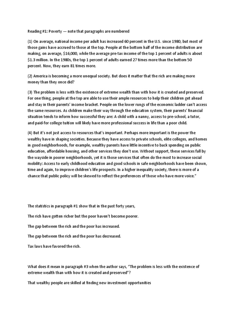 Reading 1 Pov Pdf Social Mobility Poverty