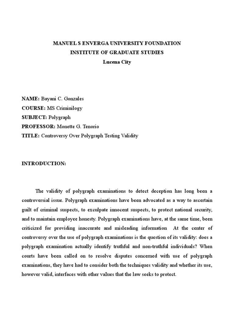 Validity of Polygraph Testing Explained | PDF | Polygraph | Validity ...