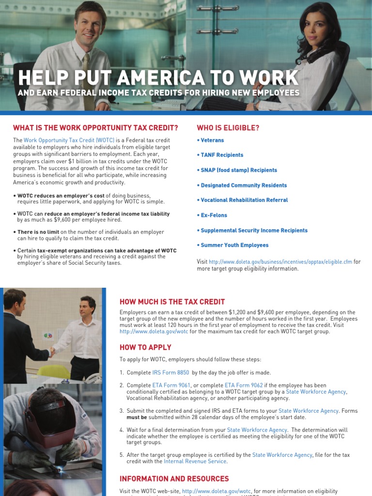 WOTC PDF Tax Credit Employment