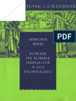 Simone Weil - Forme de Iubire Implicită A Lui Dumnezeu