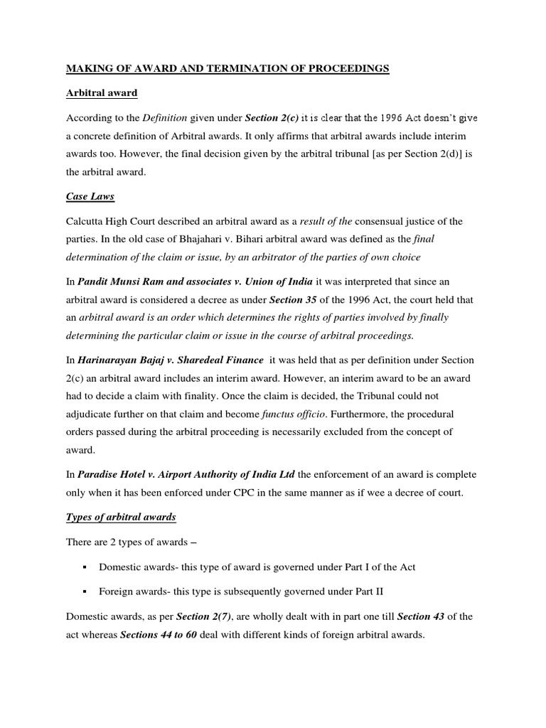 Arbitral Award and Proceedings Termination | PDF | Arbitration ...