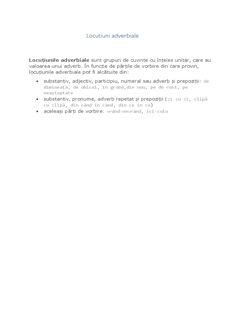 Locutiuni Adverbiale | PDF