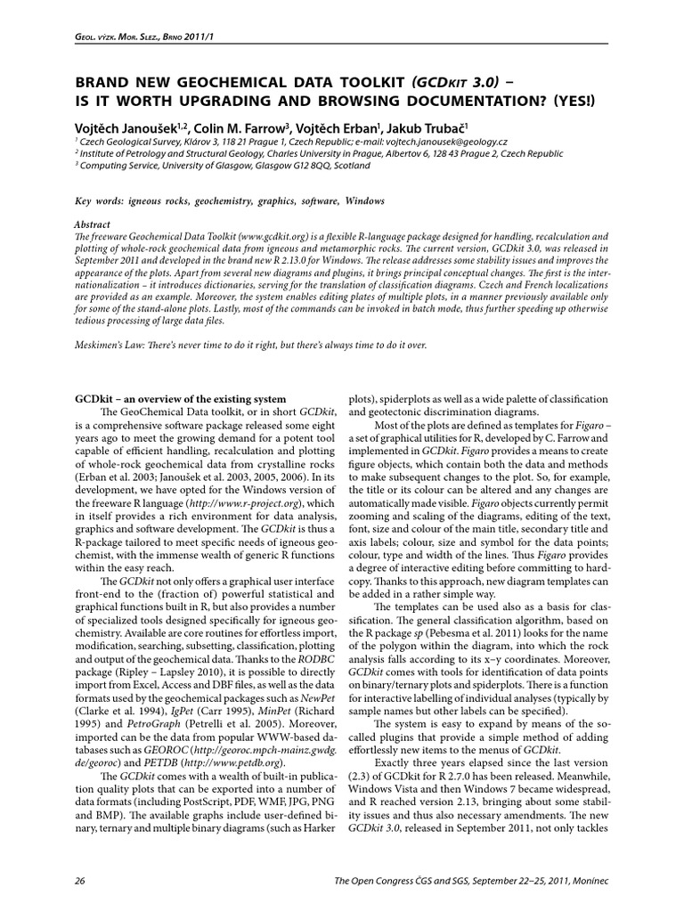 GCDkit 3.0: Enhanced Geochemical Toolkit | PDF | Igneous Rock | R ...