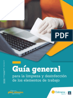 Guía limpieza desinfección elementos trabajo COVID