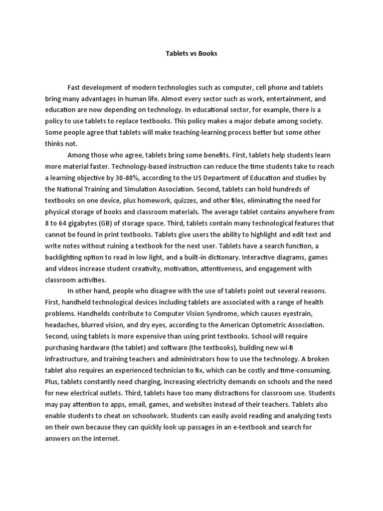 Tablets Vs Books PDF Tablet Computer Textbook