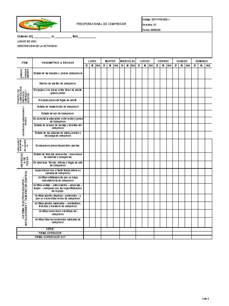 Lista de Chequeo-Extrusora | PDF | Equipo | Ingeniería de Edificación
