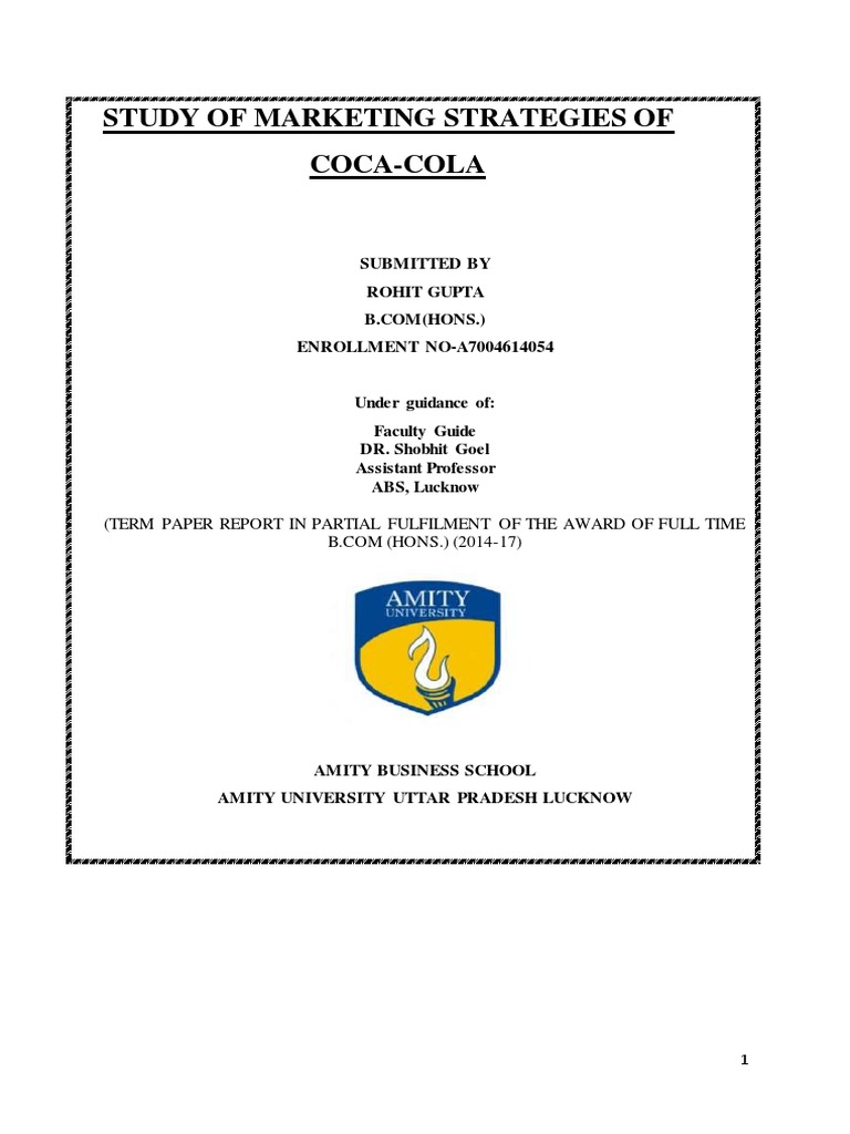 Coca-Cola: Study of Marketing Strategies of | PDF | Coca Cola | The ...