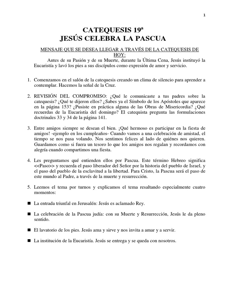 Jesús y la Pascua: Catequesis Infantil | PDF | eucaristía | Pascua de ...