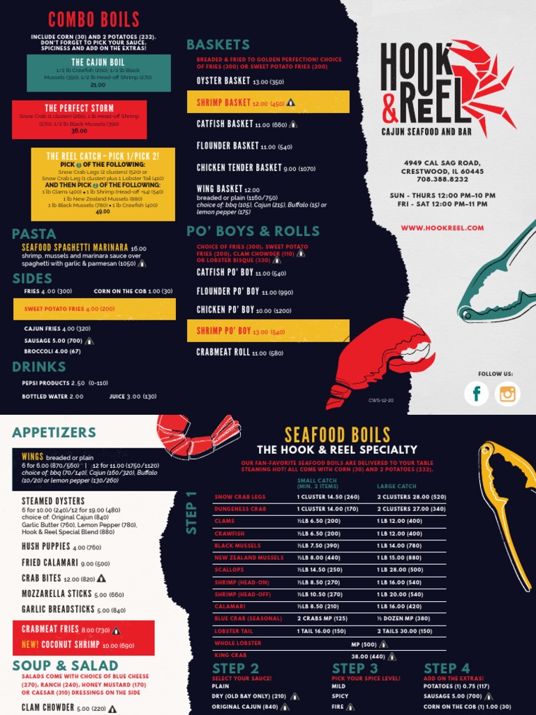 Hook and Reel Menu, PDF, Cajun Cuisine