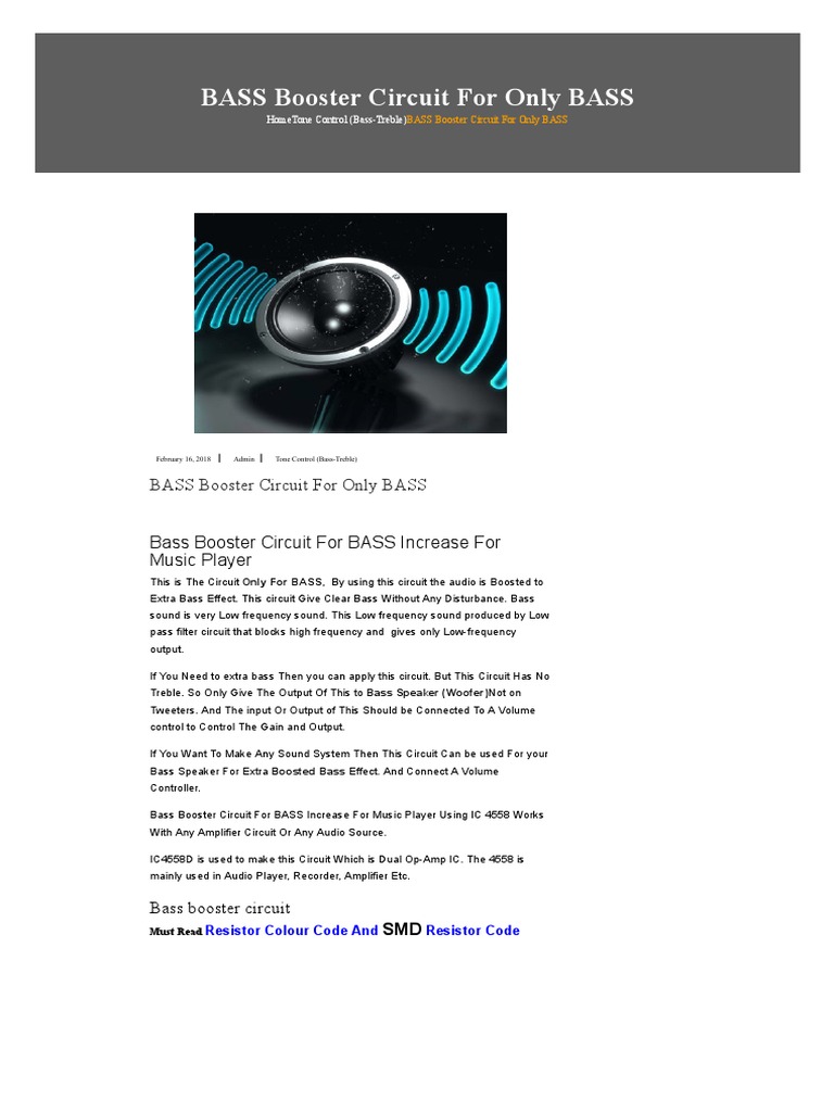 Bass Booster Circuit Using IC 4558: A Simple Design to Boost Low