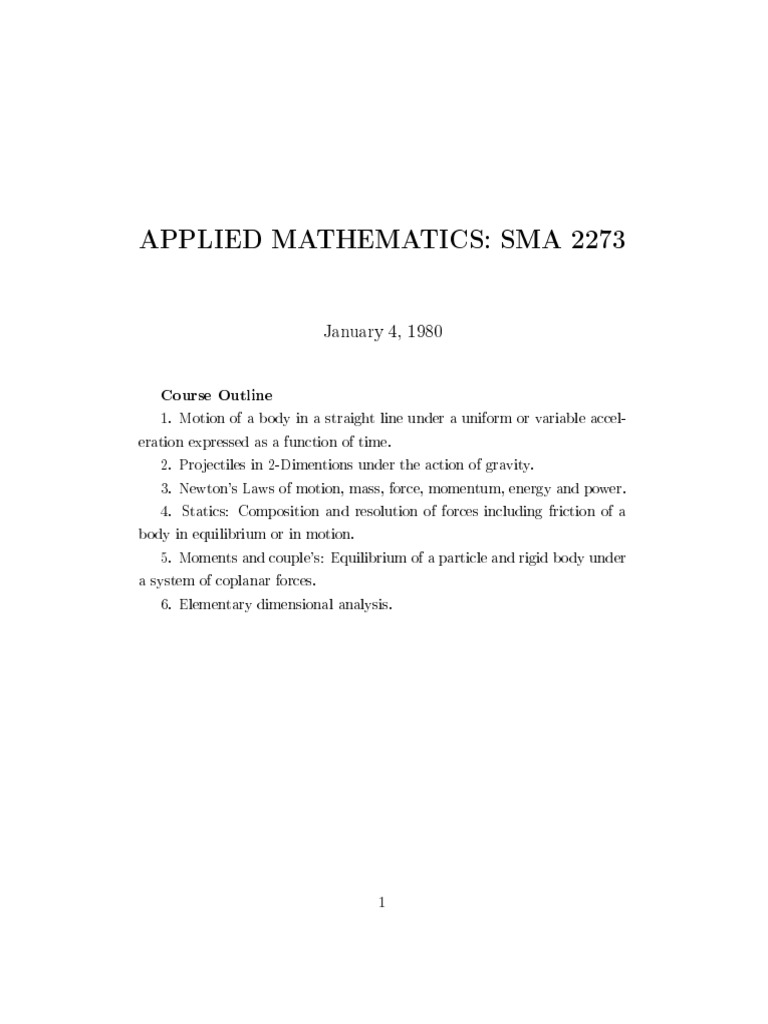 Applied Mathematics Pdf Acceleration Projectiles