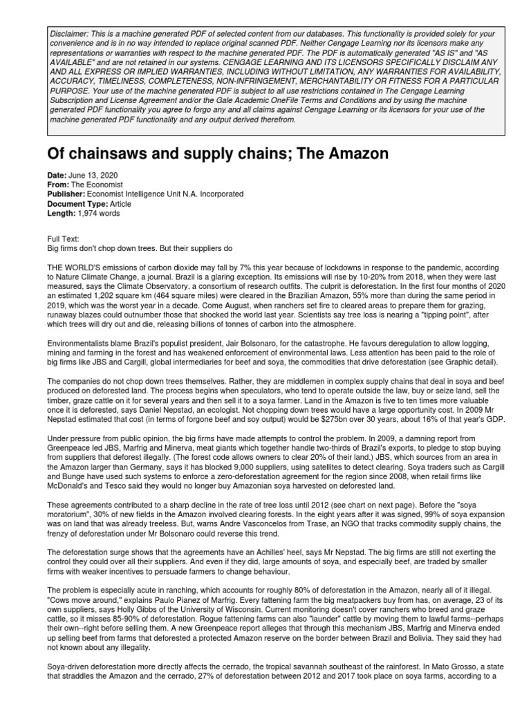 Of Chainsaws and Supply Chains The Amazon | PDF | Deforestation ...