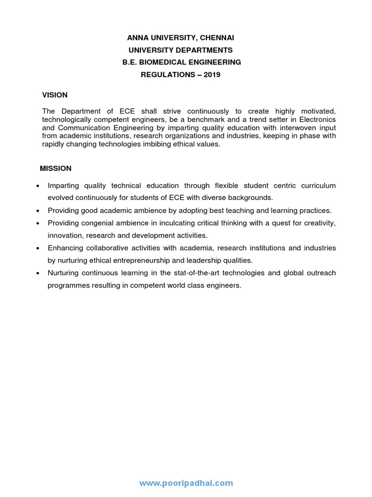 Anna University Biomedical Engineering Syllabus | PDF