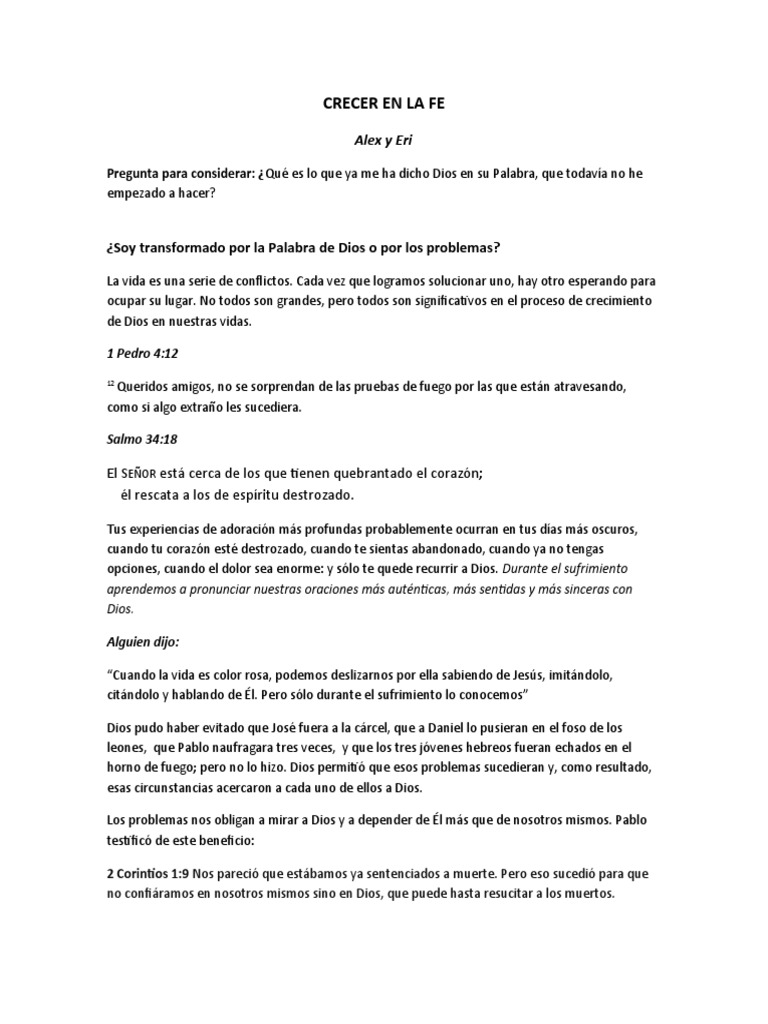 Crecimiento Espiritual en la Fe | PDF | Dios | Fe