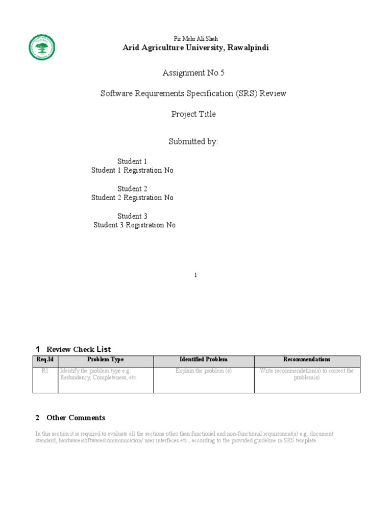 SRS Review Checklist Guide | PDF | Computers