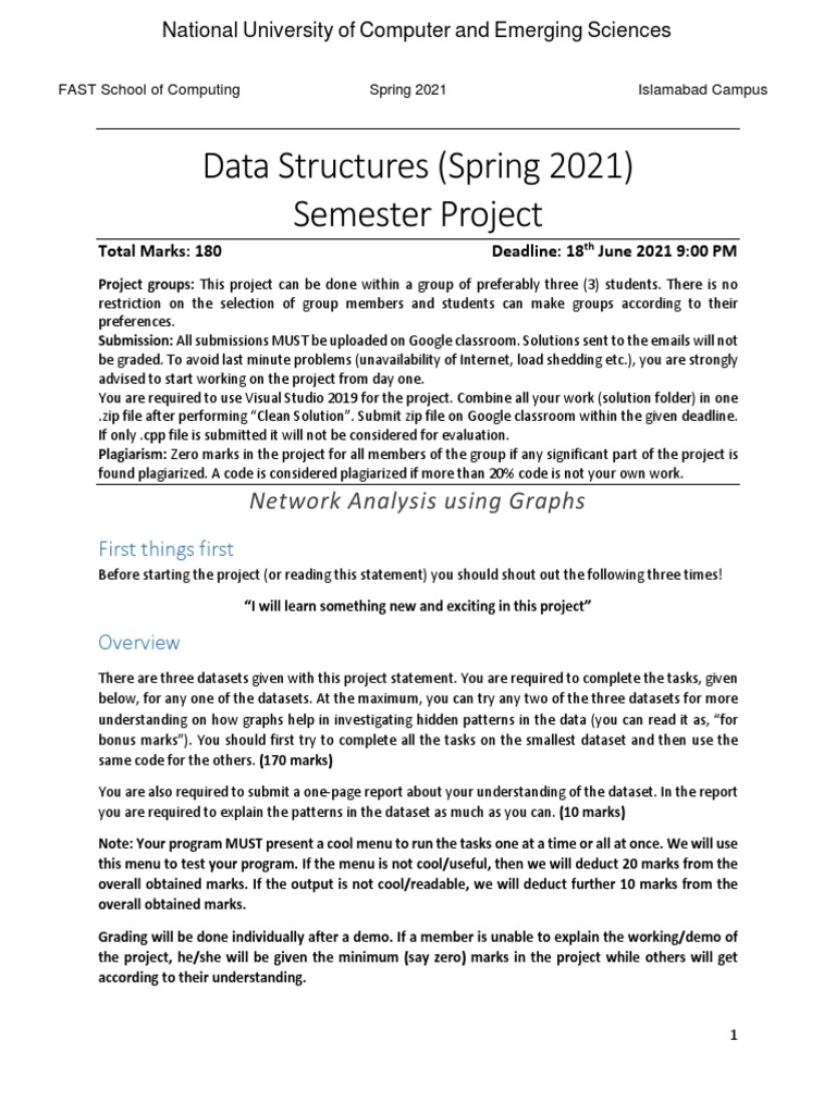 Data Structures (Spring 2021) Semester Project: Network Analysis Using ...