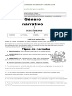 LENGUAJE 5º BASICO Guía 4 Genero Narrativo Tipos de Narrador