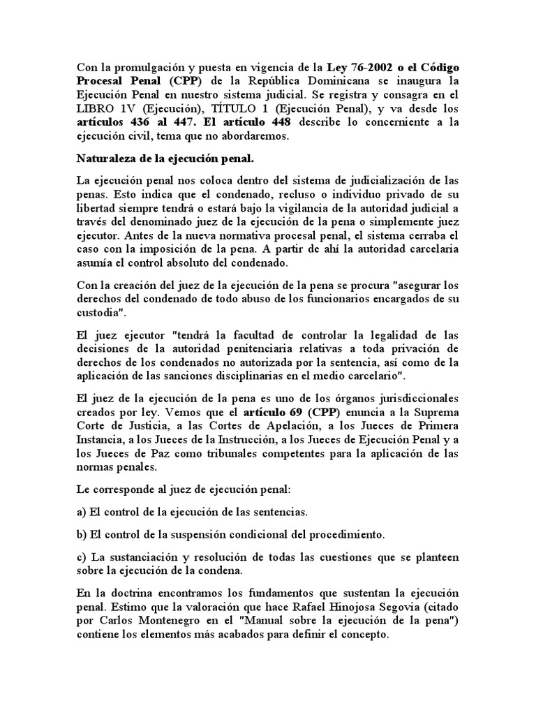 Funciones del Juez de Ejecución Penal | PDF | Castigos | Derecho penal