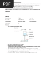 Heating Water: Temperature Measurement Experiment | PDF