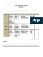 Rubrica para El Cuaderno de Apuntes Ciencias de La Salud 2 Dr. Aldo Diaz