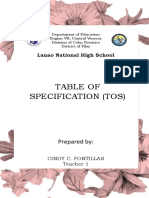 Table of Specification (Tos) : Prepared by