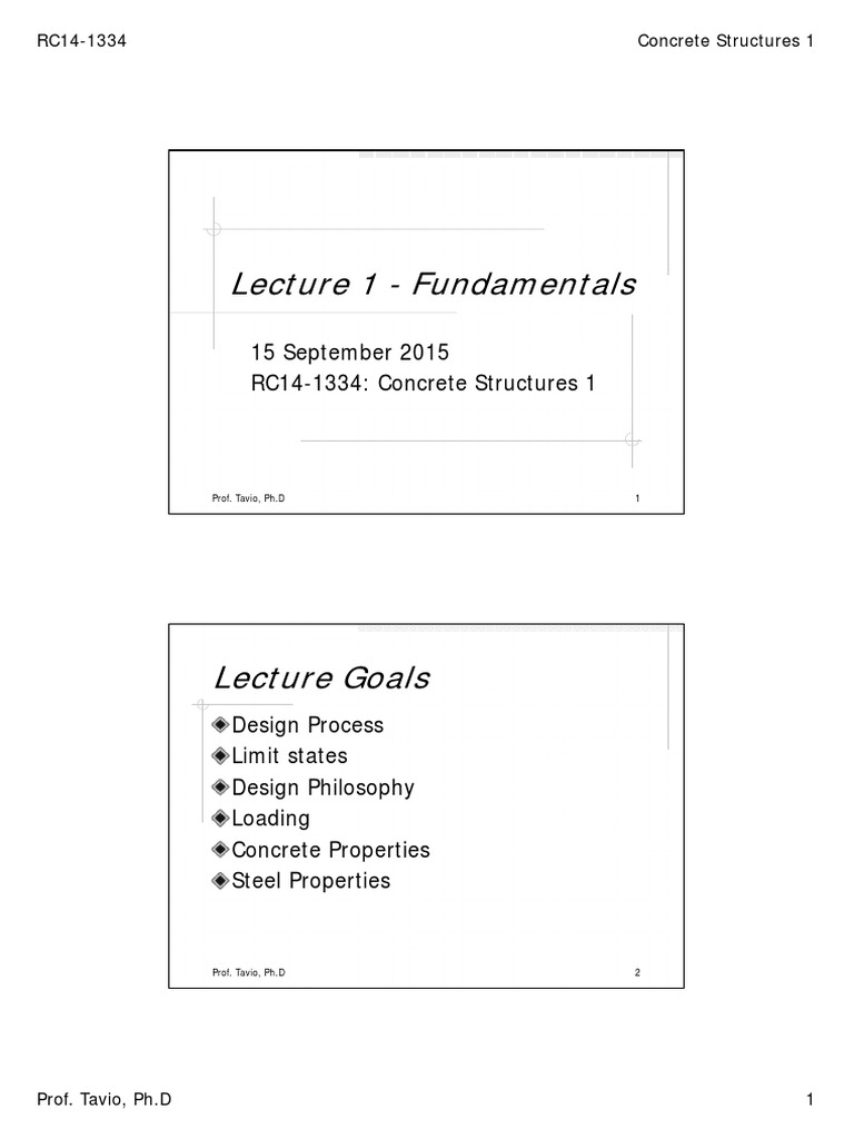 RC14 1334 Concrete+Structures+1 Lecture+1 | PDF | Strength Of Materials ...