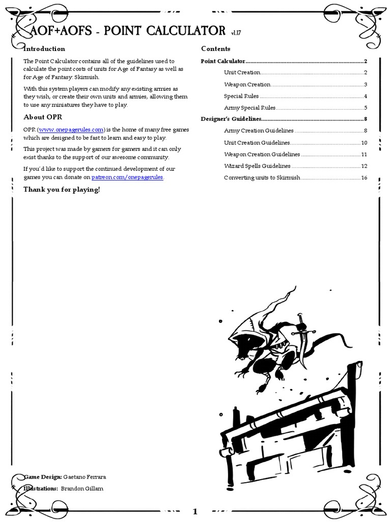 AoF+AoFS - Point Calculator v1.17 | PDF | Ammunition | Infantry