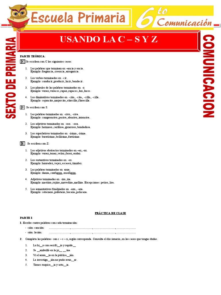 Usando La C S y Z para Sexto de Primaria | PDF | Morfología | Unidades ...