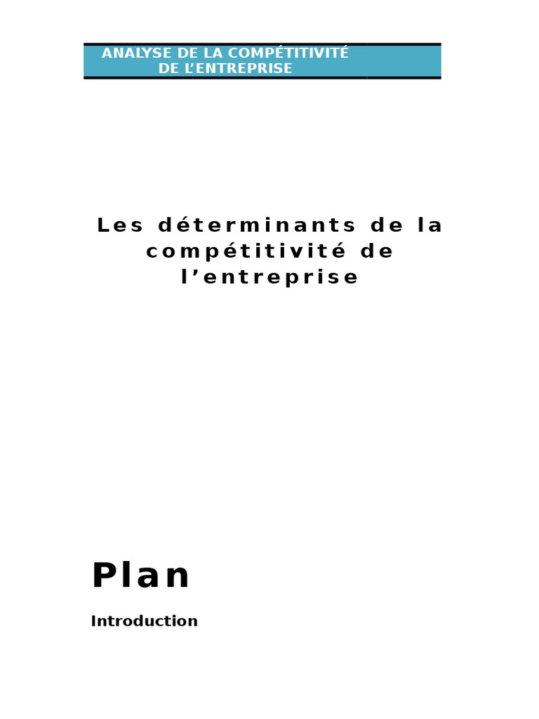 Les Déterminants de La Compétitivité de L'entreprise | PDF | Innovation ...