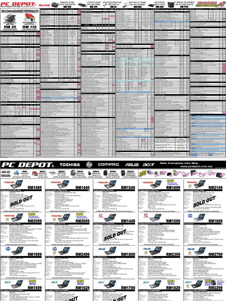 Pc Depot Price List 4 12 2010 Malaysia Laptop Hdmi