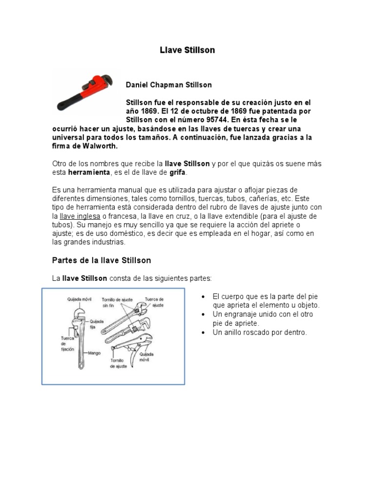 Llave Stillson: Usos y Características | PDF | Tornillo
