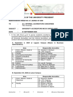 Memo No. 67, s.2020 - University Accreditors Mock Survey Visit