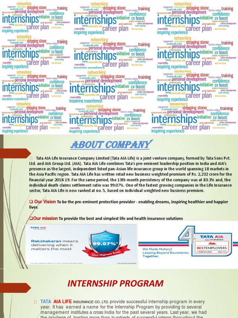 Tata AIA Internship Program Overview | PDF | Insurance | Master Of ...