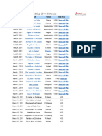 World Cup 2011: Schedule: Date Match Venue Time (IST)