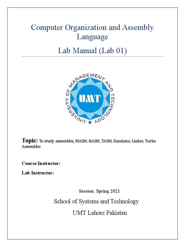 Computer Organization and Assembly Language Lab Manual (Lab 01) | PDF ...