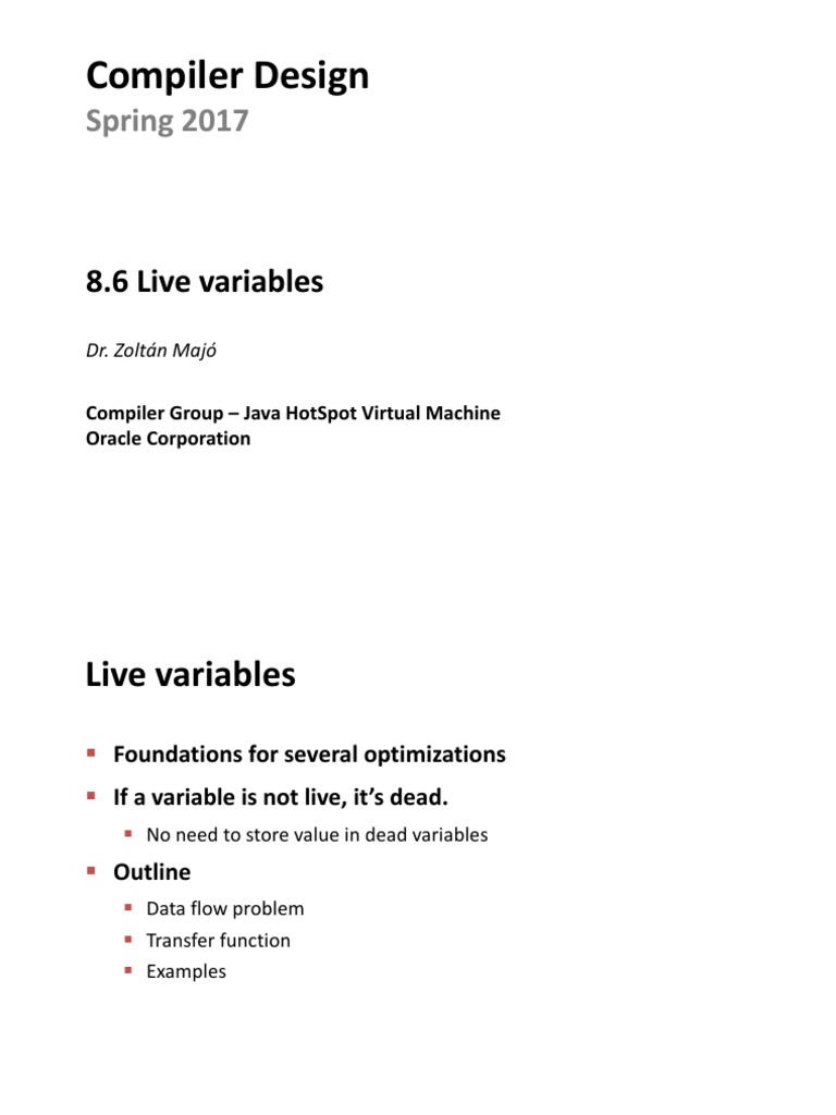 Compiler Design Spring 2017 PDF Variable Science) Java