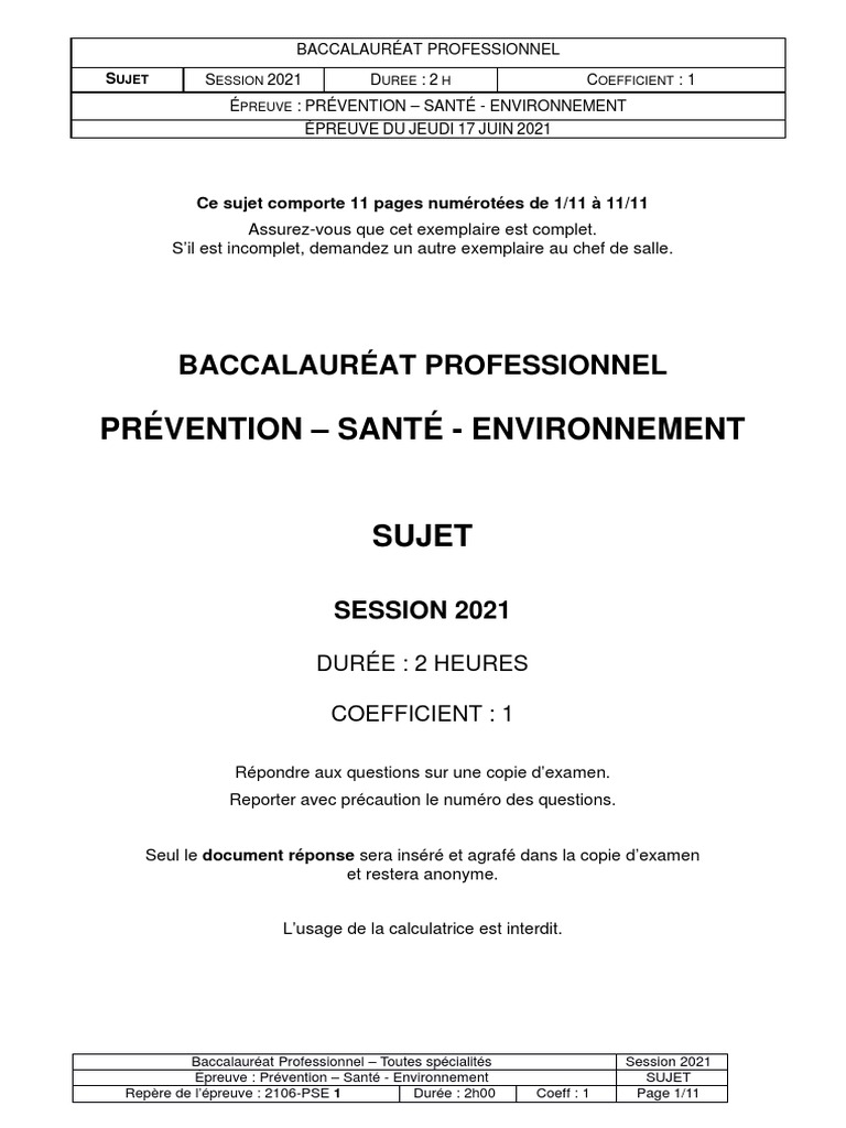 Eco Droit Bac Pro Corrigé Pdf 2021 Pse 2021 | PDF | Lombalgie | Bien-être