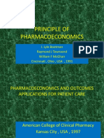 Principle of Pharmacoeconomics: J. Lyle Bootman Raymond J Townsend William F Mcghan Cincinnati, Ohio, Usa, 1991